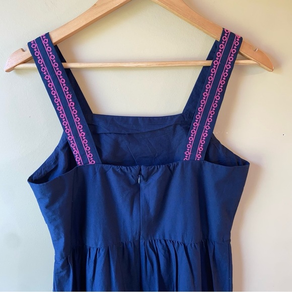 J. Crew Navy Midi Dress Pink Floral Embroidery Women’s Size 4 Sleeveless NWT - Picture 7 of 13